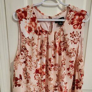 Liz Claiborn Career Peach Pink Burgundy Sleeveless tank XXL with a Bubble Hem